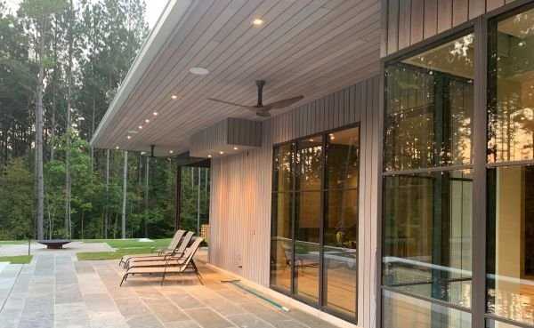 Amazing wood rainscreen project in Tennessee pool deck and soffit Mataverde rainscreen siding