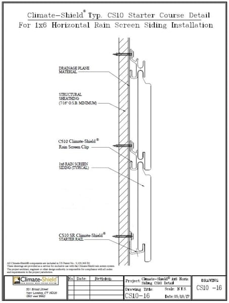 CS10 Specialty rain screen clip and starter rail assembly