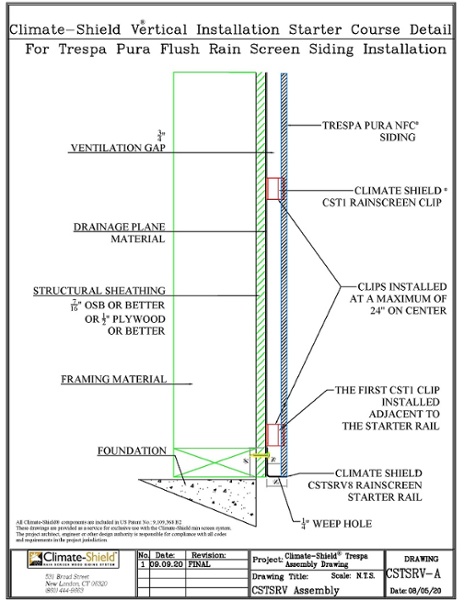 CSTSRV-A Trespa vertical wall assembly at starter rail 9-9-20-1