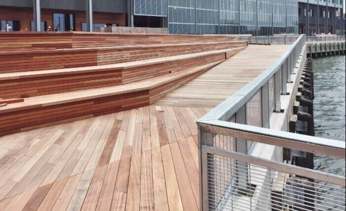 FSC Jatoba hardwood decking and benches at Pier 17 New York City-1