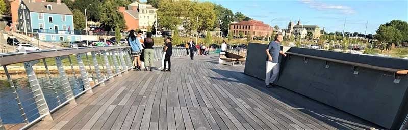 Ipe decking on bridge pedestrian boardwalk bridge in Rhode Island