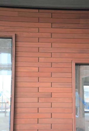 Jatoba wood rainscreen siding with geometric pattern-1