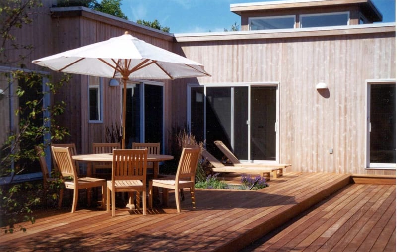 Hardwood deck with step down level