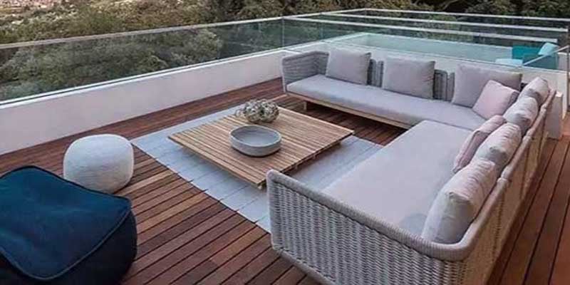 Machiche wood rooftop deck balcony with Machiche coffee table and panoramic view 600x300-1