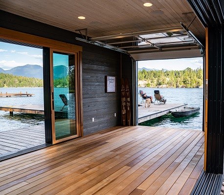 Mataverde Therma Wood Hemlock decking on lakefront