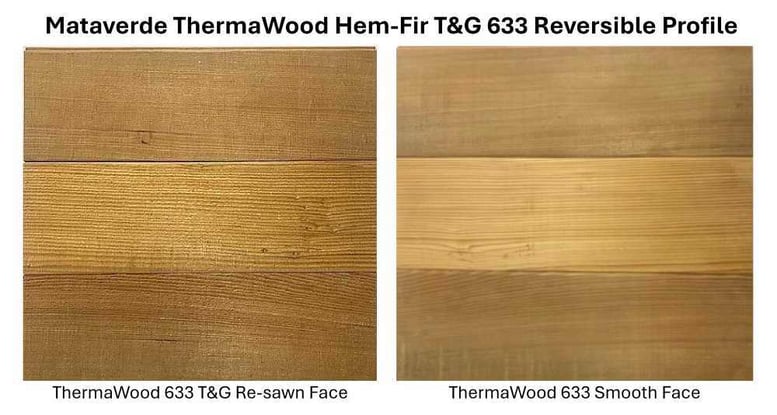 Mataverde ThermaWood tongue and groove siding reversible profile