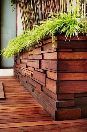 Organic Gardener rooftop deck and planters with Mataverde hardwood lumber