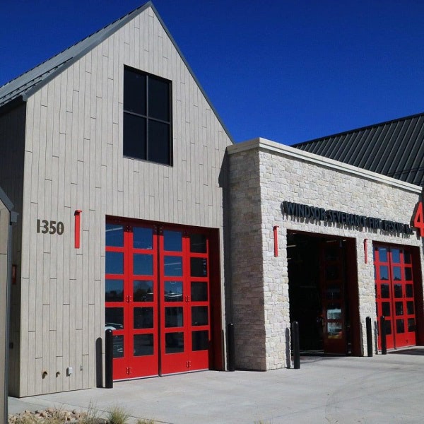 Pura NFC Siberian Larch vertical installationon Fire Station