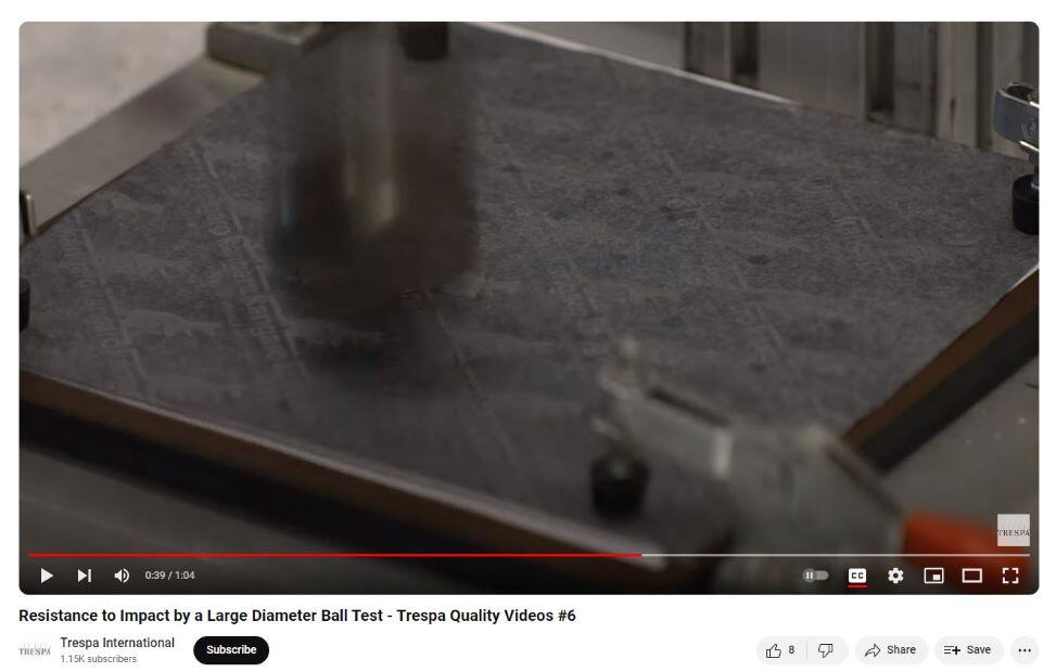 Screengrab trespa test resistance to impact of a large diameter ball video  courtesy @TrespaINternational on YouTube