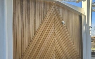 An exterior made from Mataverde Thermawood Hemlock thermally modified wood.