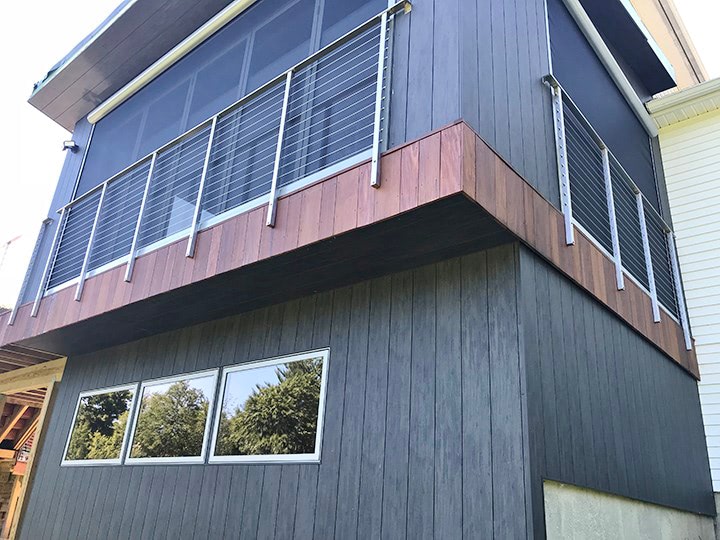 Trespa Pura Slate Ebony wood decor siding rocks new addition in New Hampshire by Mataverde Decking