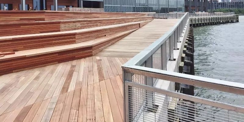 8 Years Strong: Jatoba Commercial Wood Decking and Siding Thriving