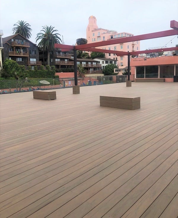 Eurotec rooftop deck system used in hotel renovation